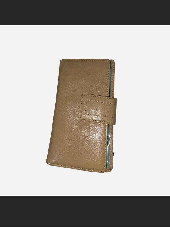 Fossil Handbags - Fossil Two-Tone Teal & Tan Leather Wallet / Checkbook Organizer